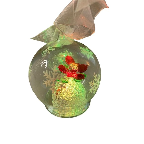 Handblown Glass Globe Ornament LED ChangingColor or Solid Light Flower NEW BATT - Picture 7 of 15